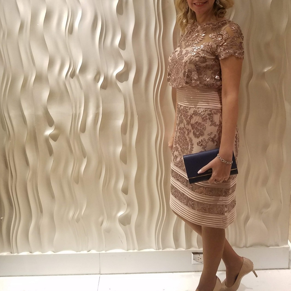 Tadashi Shoji Sequin Lace Midi Dress - Picture 2 of 9